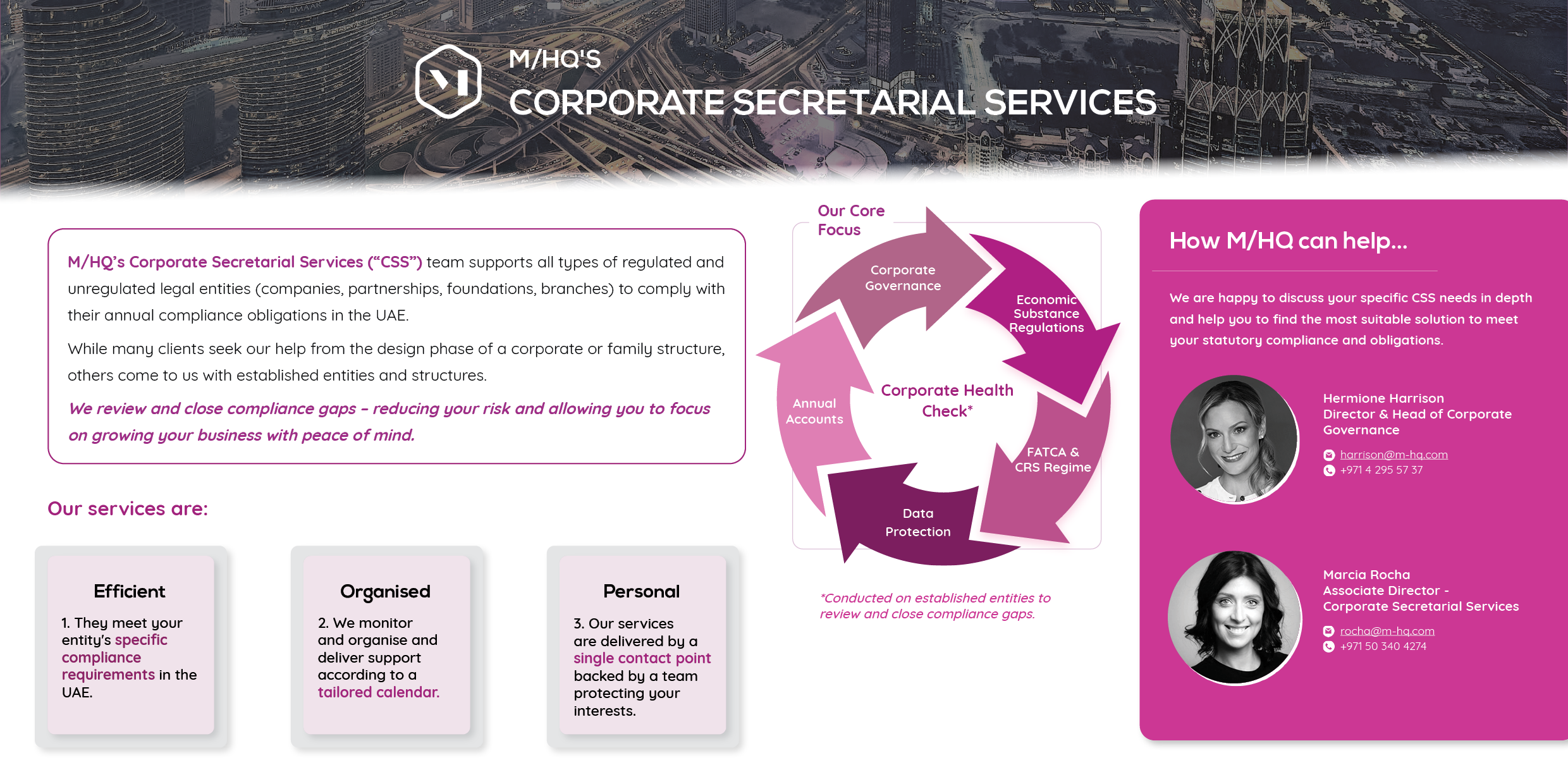 M/HQ boosts Corporate Secretarial Services offering in UAE | Reflects client demand in line with UAE’s enhanced regulatory regime