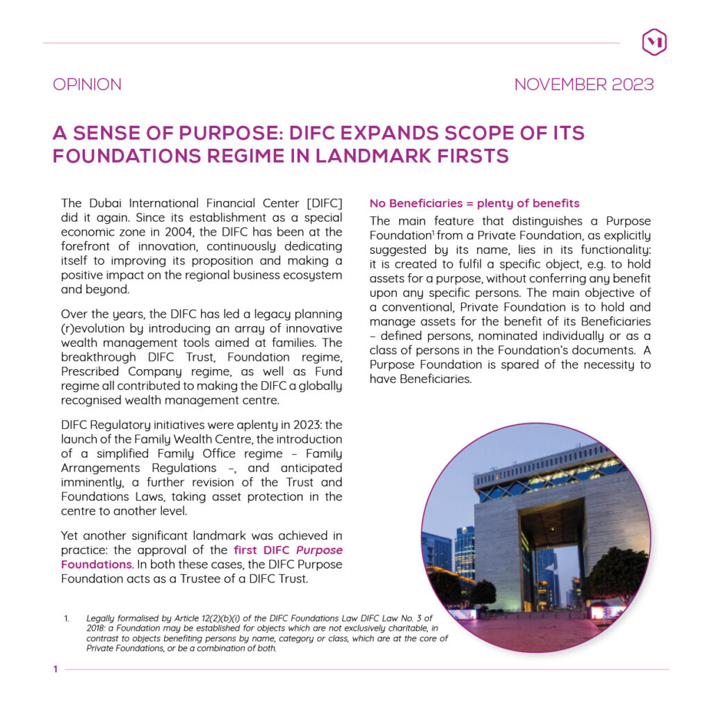 A sense of purpose: DIFC expands scope of its foundations