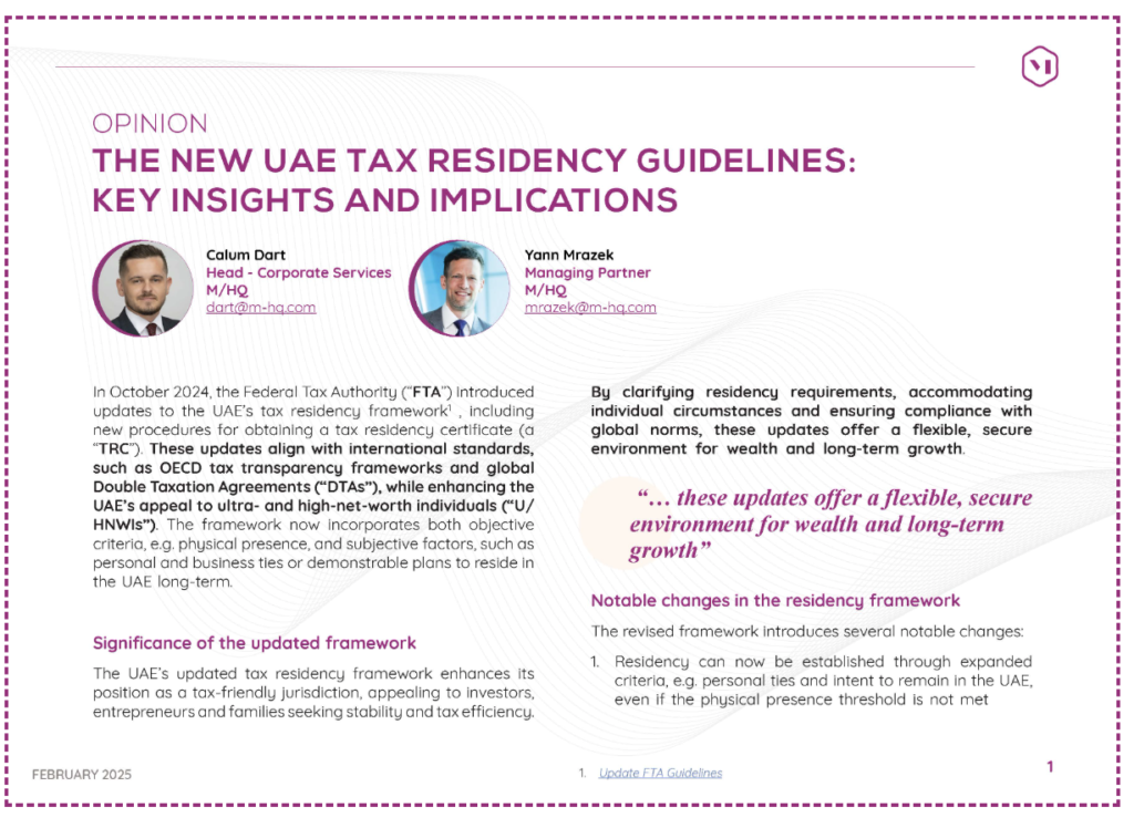 The new UAE Tax Residency Guidelines: Key insights and implications