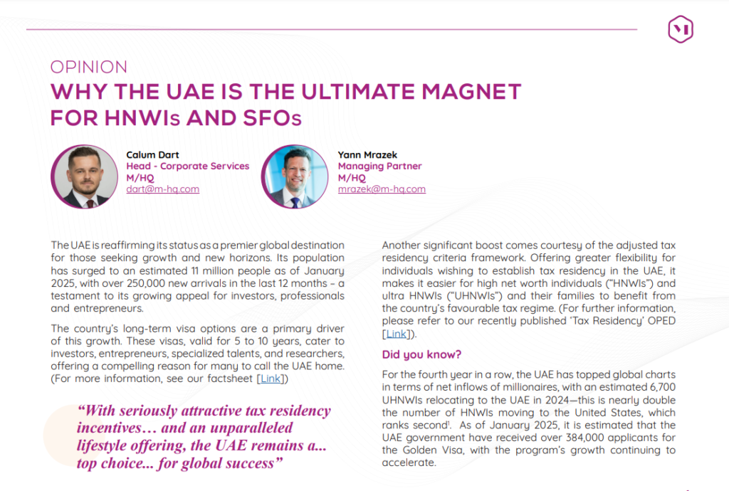 Why the UAE is the Ultimate Magnet for HNWIs and SFOs?